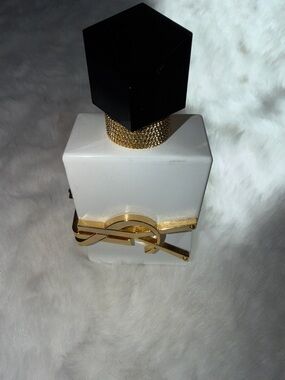 Empty White and Gold Women's Statement Perfume Bottle Accessory